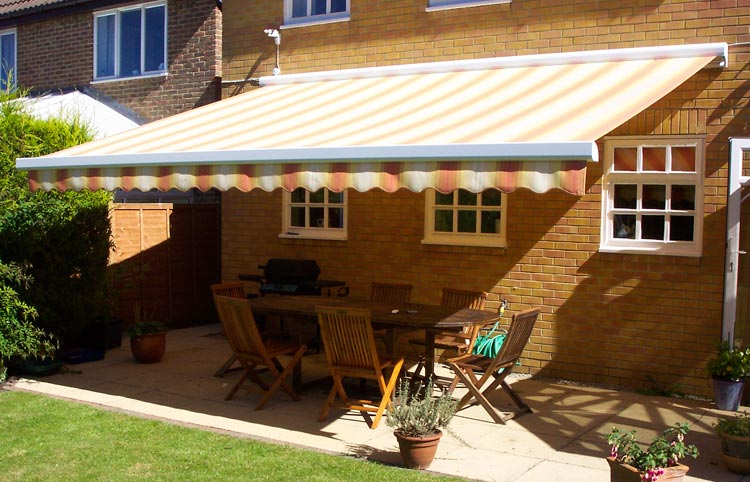 Awning over patio and seating